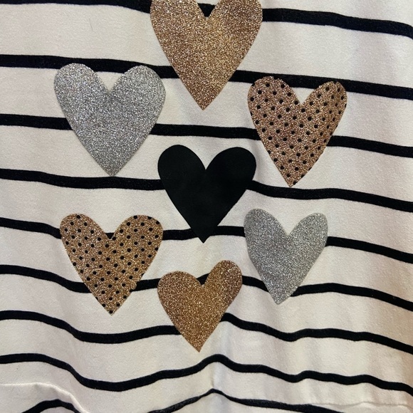 Epic Threads Striped Heart Dress Girl's Size 6 Off White Black - Picture 6 of 6